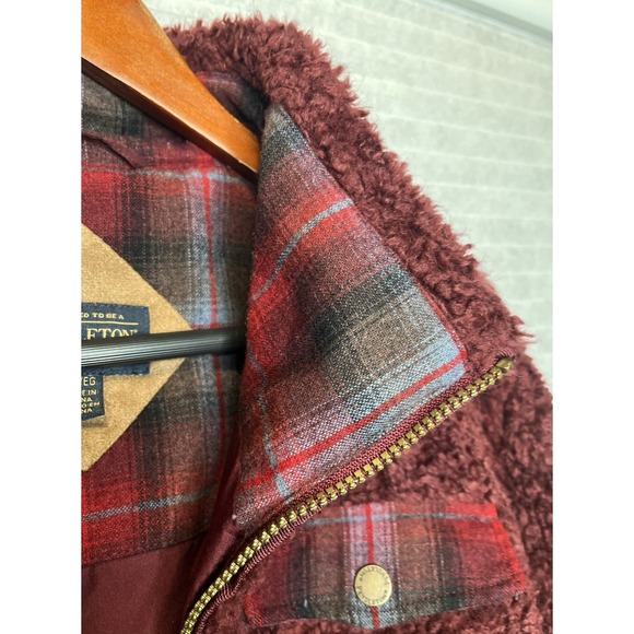 Pendleton Sherpa Fleece Jacket Womens XL Burgundy Maroon Full Zip Oversized Warm - Picture 14 of 14